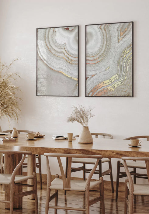 Conjunto de 2 Pósters Ágata Marrón de Oro Rosa Real 50x70cm